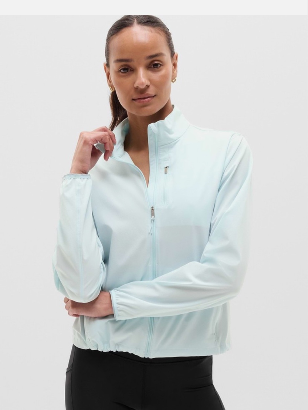 Athleta sprint finish jacket in sky blue